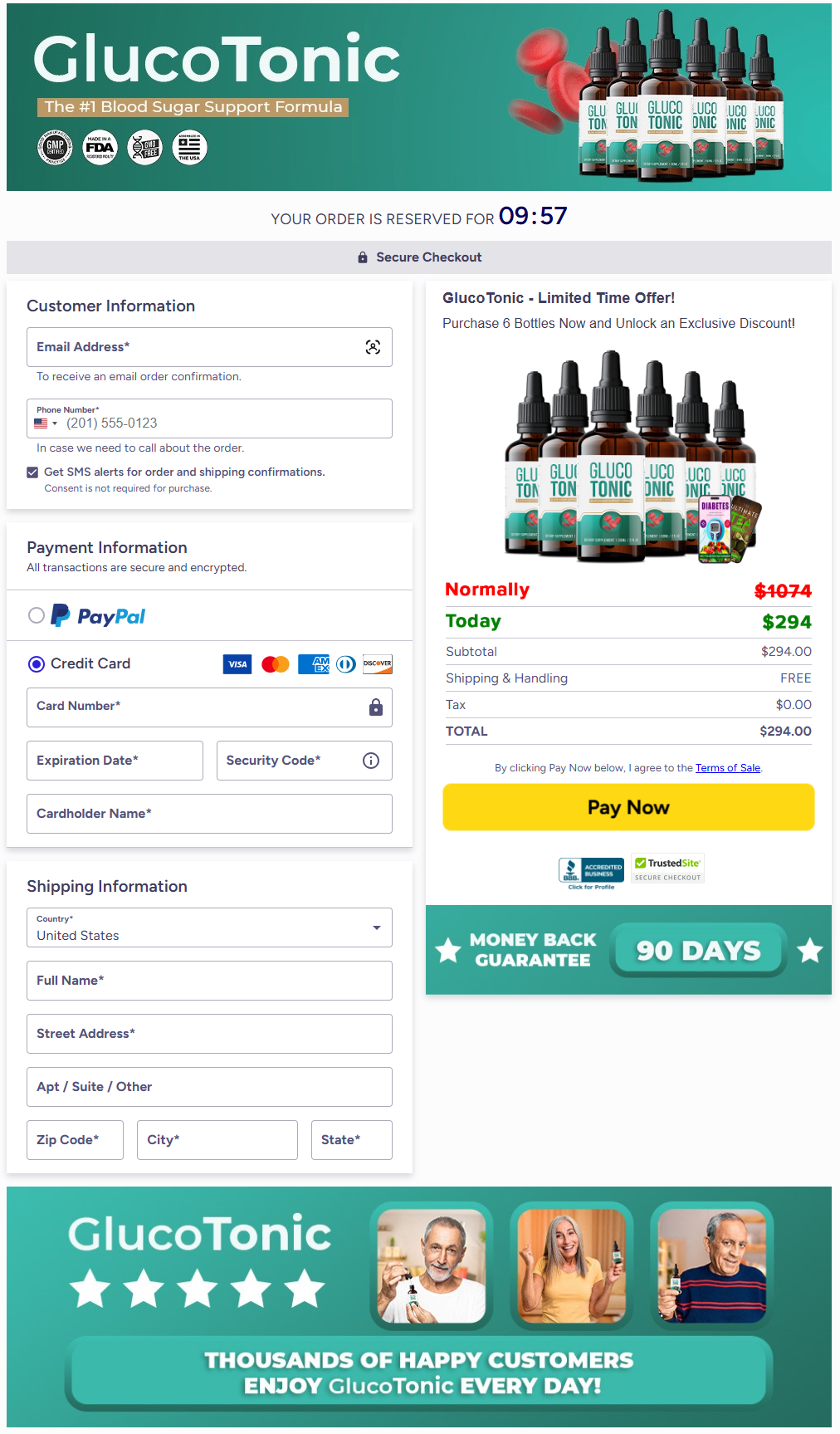 Gluco Tonic Checkout Page